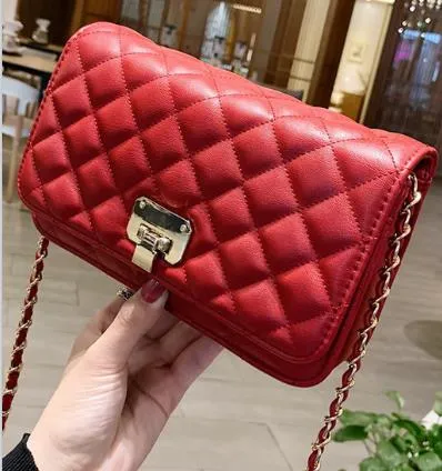 Simple Style PU Leather Colorful Quilted Pattern Mini Ladies Crossbody Bag