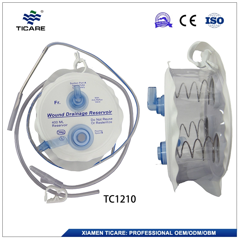 Sistema de drenagem de feridas de 400 ml para hospital com tubo de 12fr 14fr 16fr