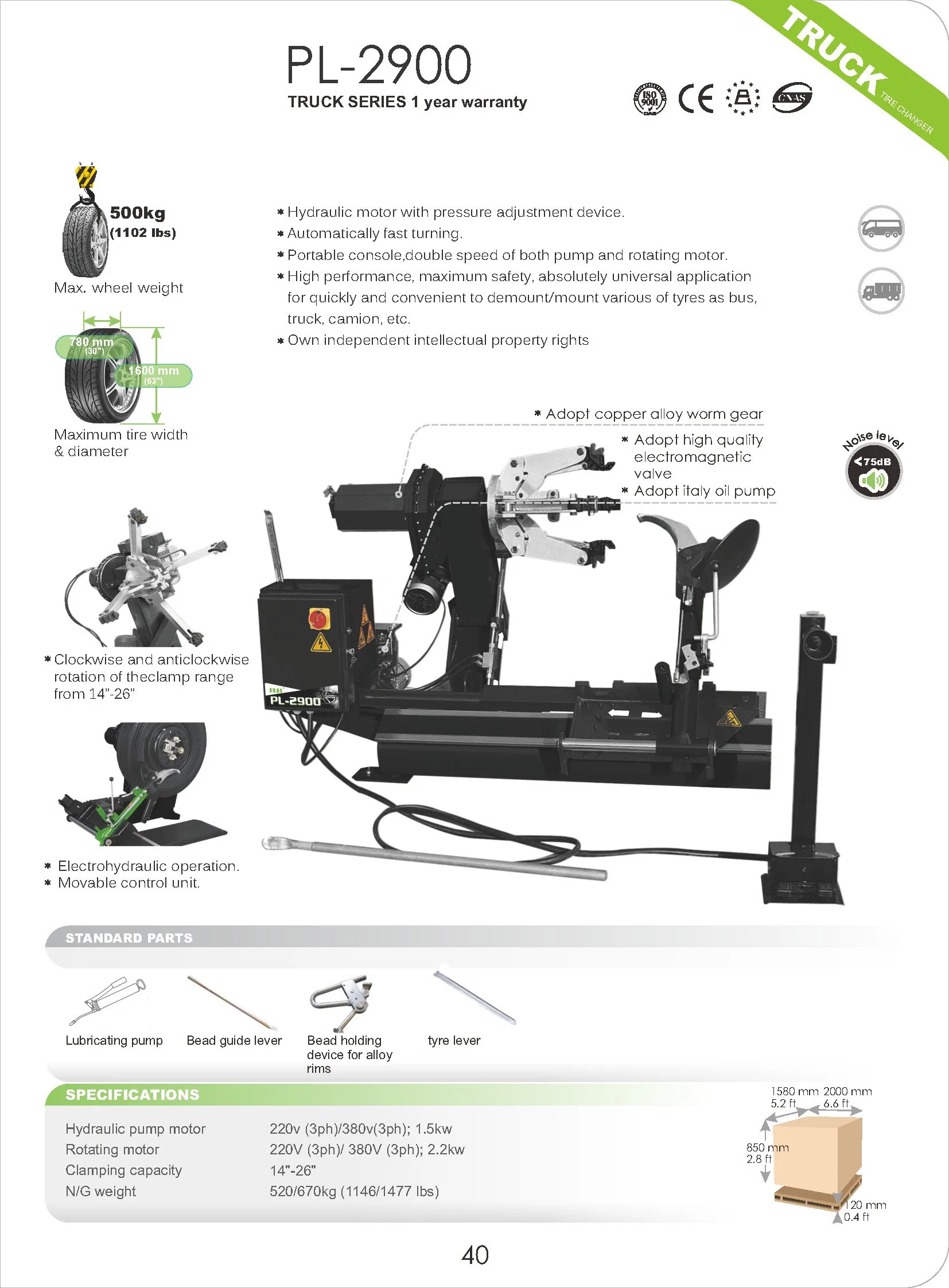 Puli Automatic Hydraulic 26" Truck Tyre Changer CE Price Pl-2900 Auto Maintenance Repair Equipment on Sale