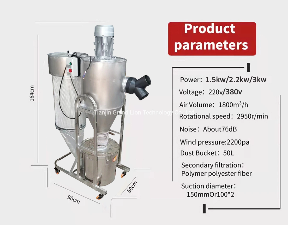 Food Grade 2200W colector de polvo de acero inoxidable para limpieza industrial, Aspiradora