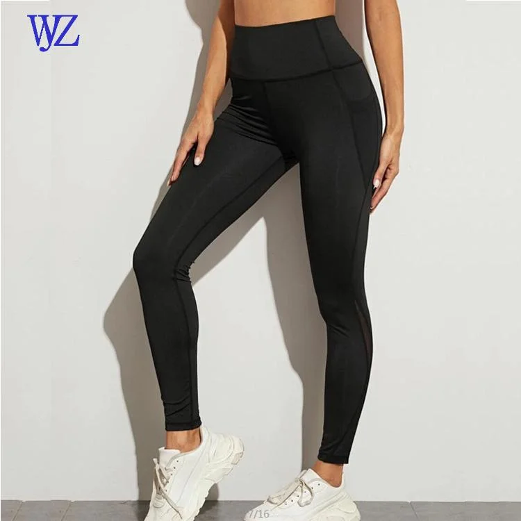 Frauen High Waist Workout Yoga Leggings mit 2 Seitentaschen, nicht durchsehbare Tummy Control Yoga Hose