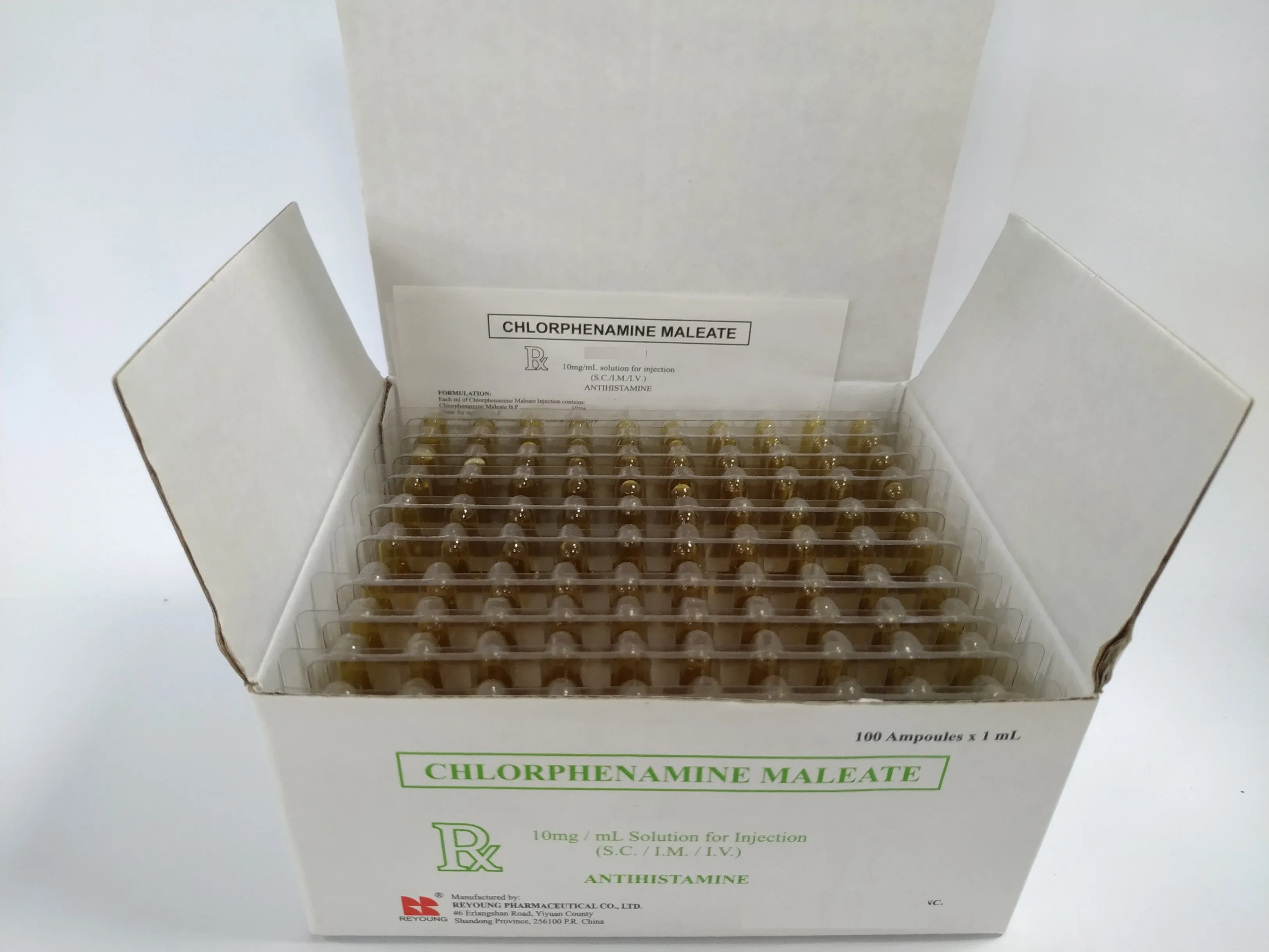 Clorofenamina Injecção Farmacêutica Maleato de 1ml/10mg com alta qualidade certificado BPF