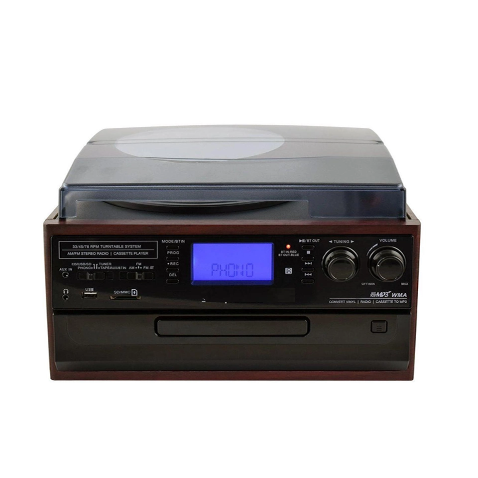 Hot Sale Stereo Vinyl Turntable Player with Cassette and CD Play