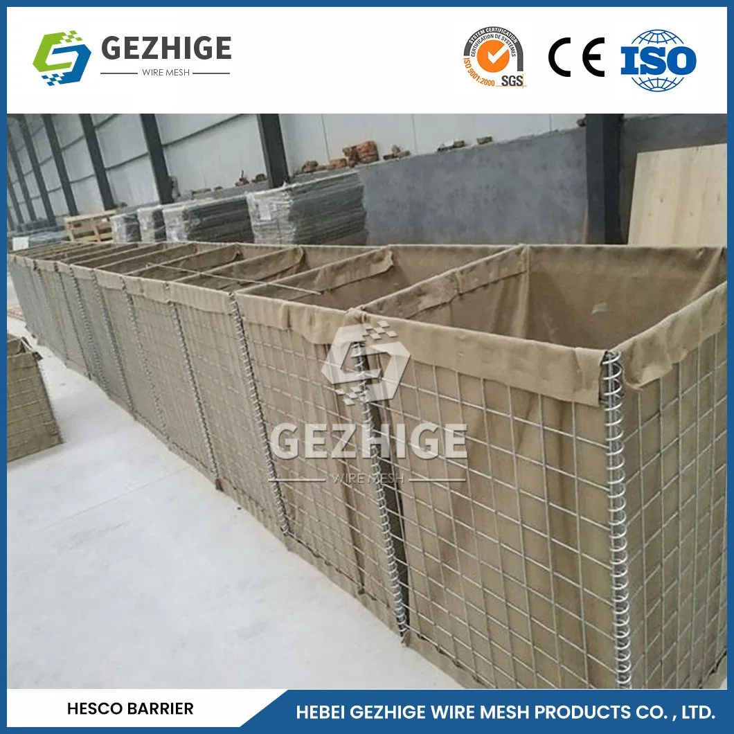 Gezhige Galvanized Gabion Nets Factory High-Temperature Resistance PP Eco-Friendly Gabion Bag China Reasonable Structural Design Bastion Hesco Barrier