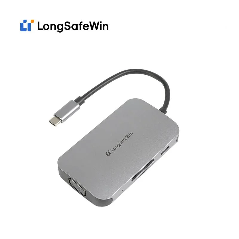5g High-Speed 7-in-1 USB Type-C Hub with HDMI and VGA Ports Pd Supported