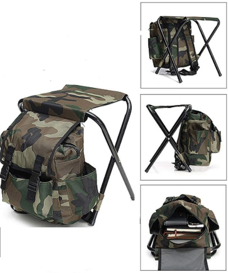 Sac de rangement pliable portable avec tabouret intégré pour le camping en plein air, la randonnée, la pêche des routards Wyz16373.