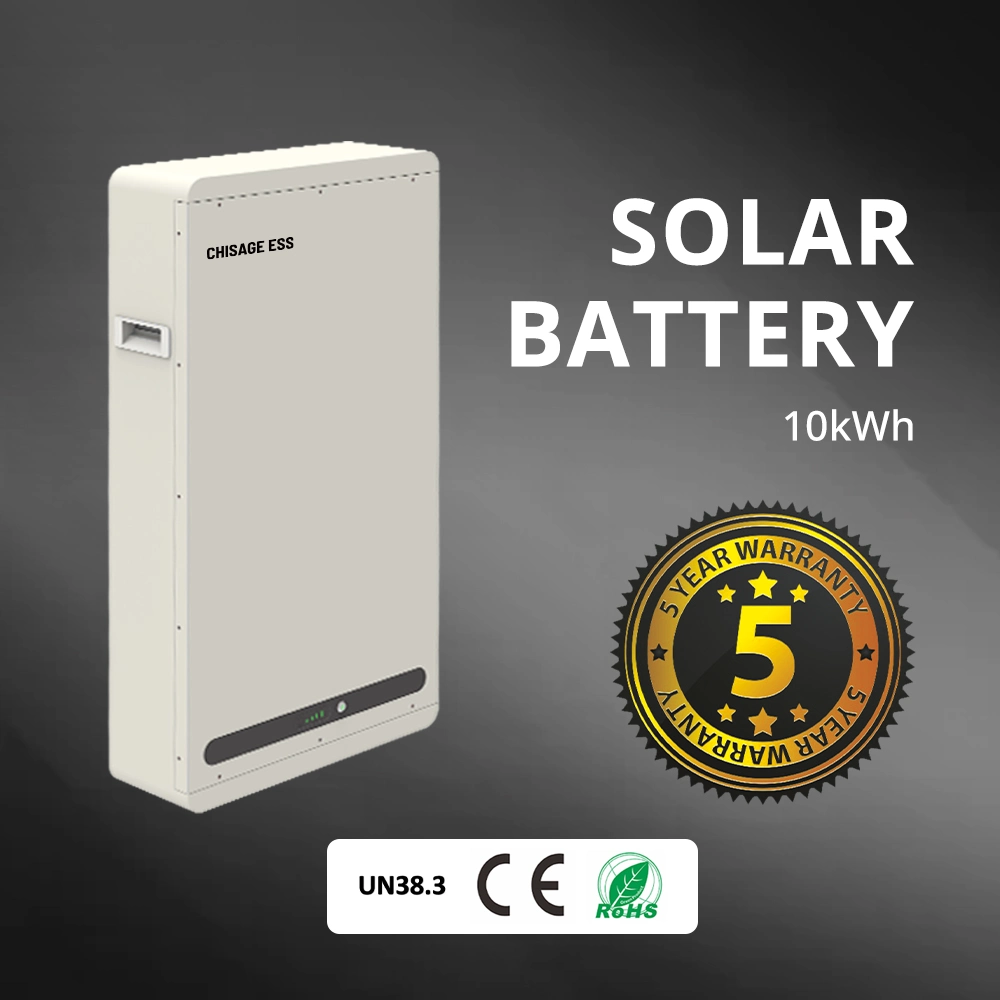 Batterie de stockage d'énergie solaire rechargeable Lithium-Ion LiFePO4 LFP de 5 kWh et 10 kWh compatible avec les onduleurs basse tension, avec écran LCD.