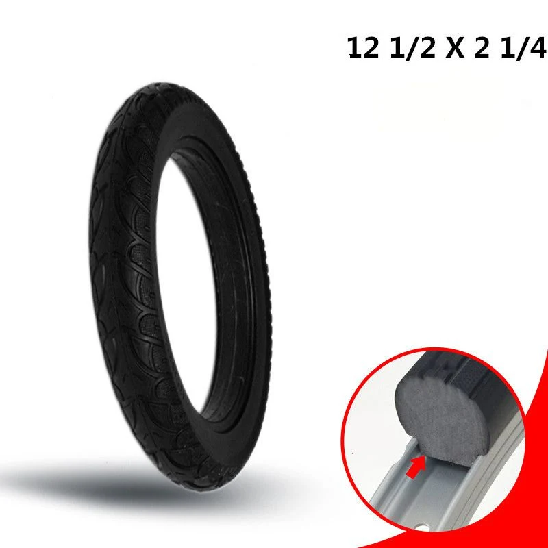 12-Inch Electric Car Solid Tire 12 1/2X2 1/4 Bicycle Tire 12X2.125 Inner Tube Free of Inflation Outer Tire