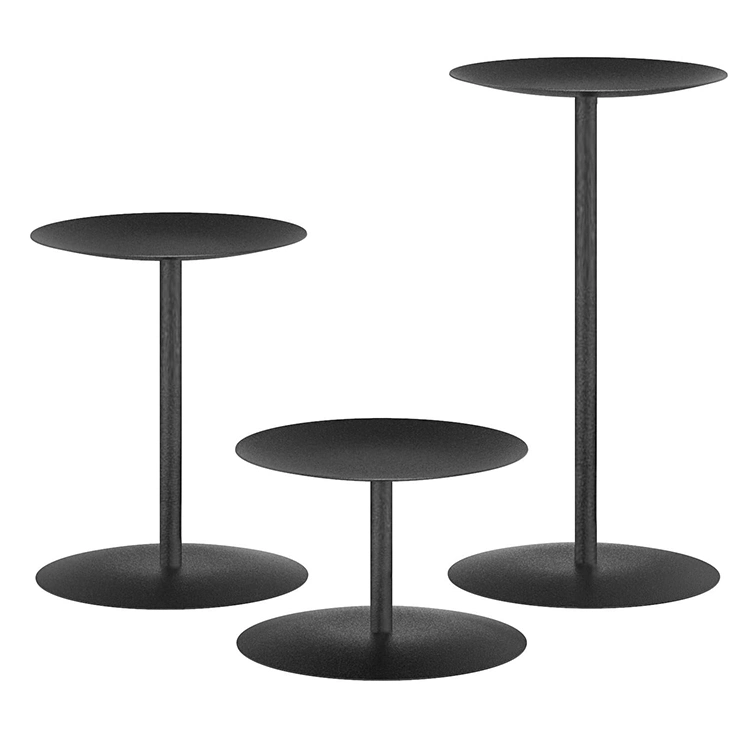 Tabletop Black Metal Decorative Pillar Candle Stick Plate Dish Stand Candle Holder Centerpiece for Wedding LED Wax Candles