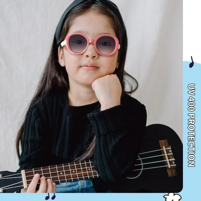 Lindo bebé de forma redonda de los niños UV Cool Unisex Kids PC gafas de sol de plástico