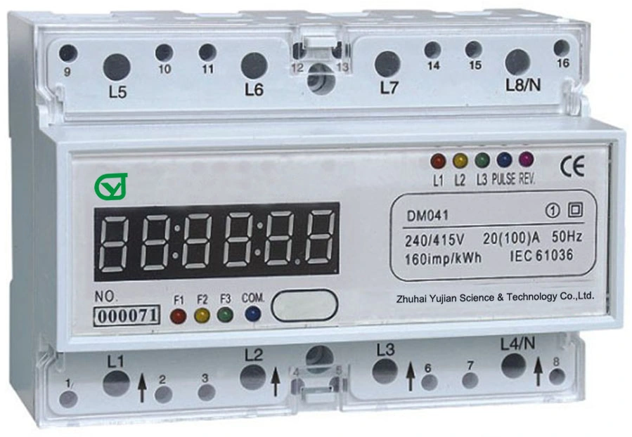 Medidor de energía eléctrica de vatios-hora de múltiples tarifas con instalación en riel estándar DIN 3*230V