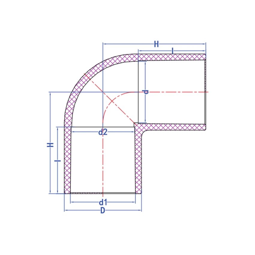 Conform JIS K6743 K6777 CPVC UPVC Fitting Sxs 90 Degree Elbow