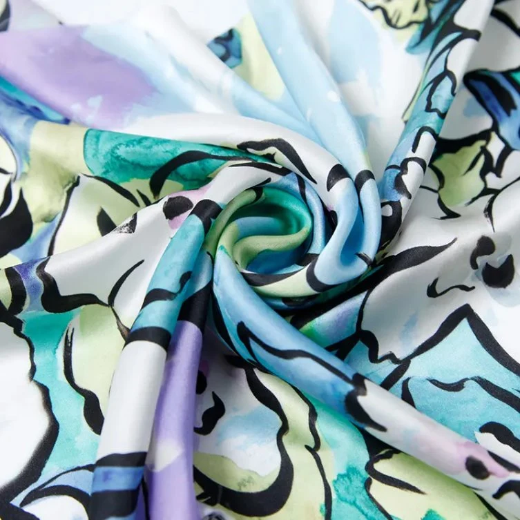 Горячая распродажа дышащая мода Шелковый Атлас ткань блестящий большой цветок Печатный текстиль для одежды леди и Pajama