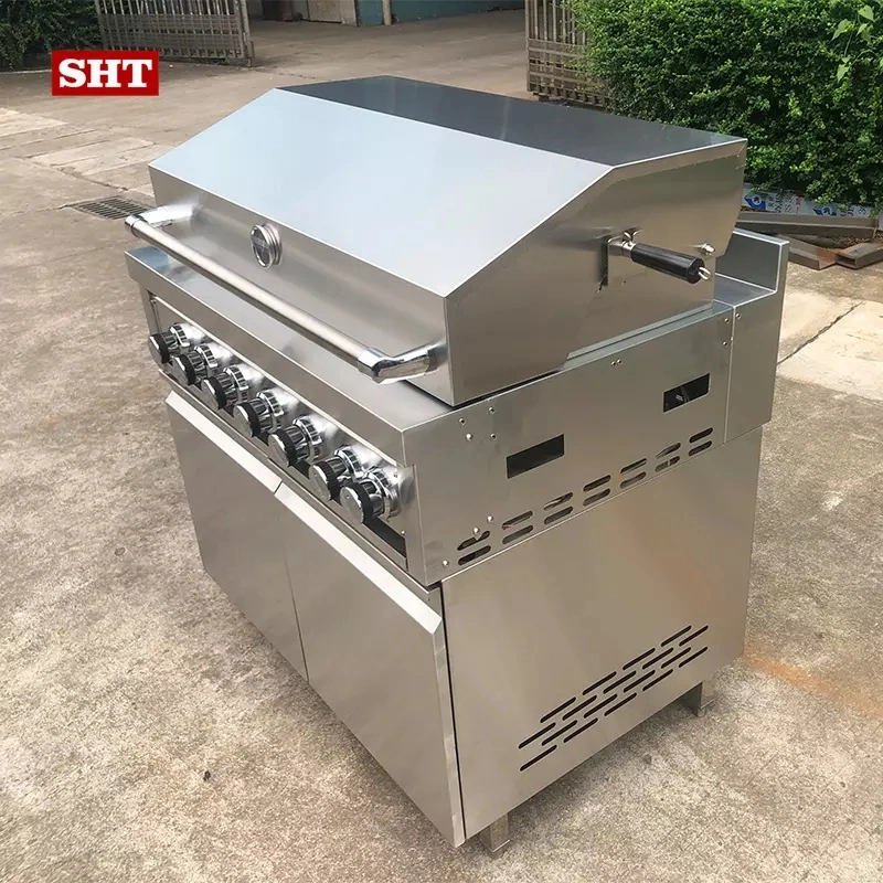 Europäischer Stil Design Küchenschränke mit BBQ Gas Grill und Holzkohlegrill für Restaurant