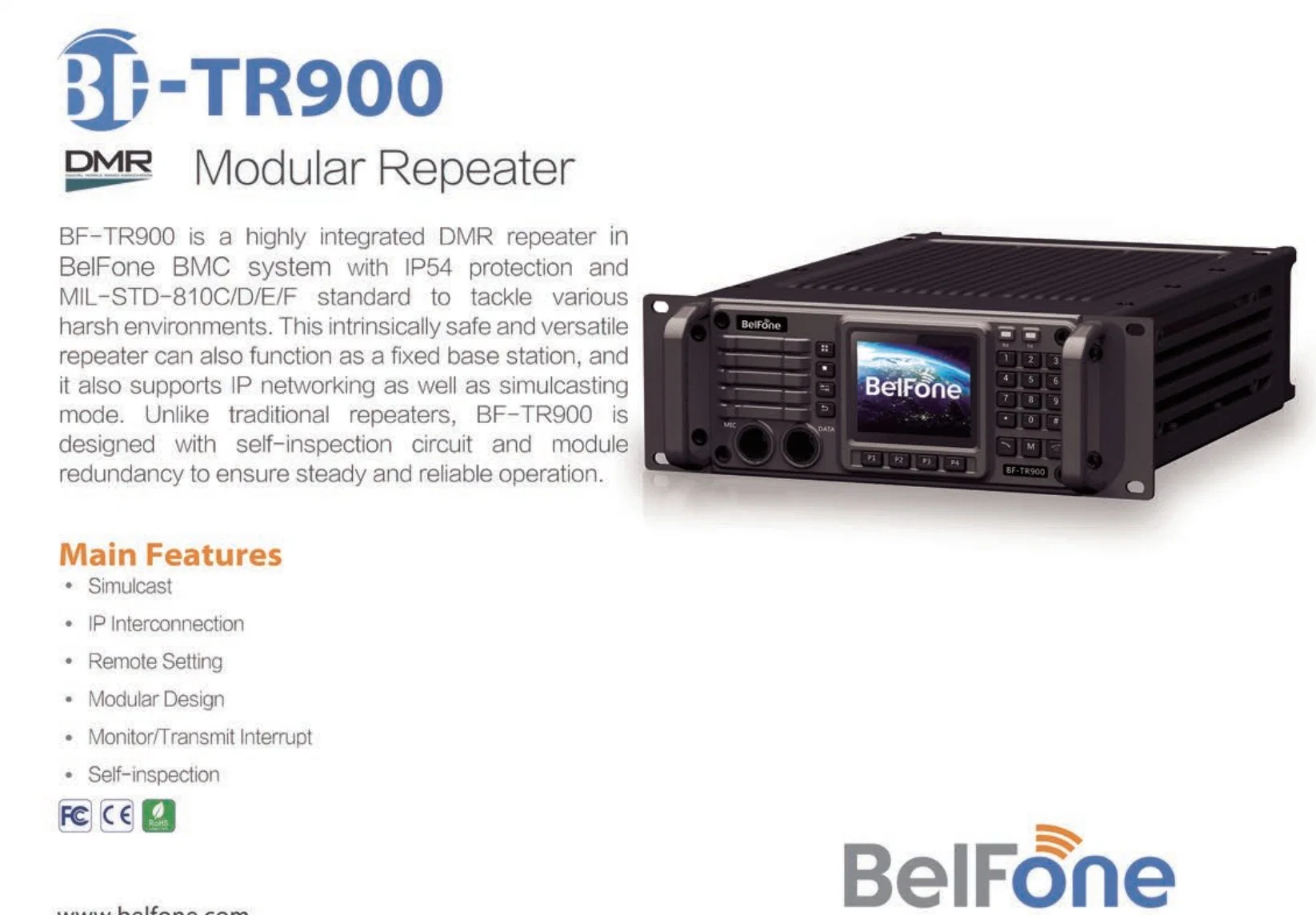 High quality/High cost performance  Professional Radio Repeater VHF UHF Base Station with AES256 Encryption Bf-Tr900