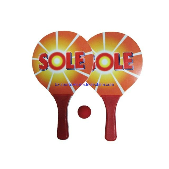 Palette de plage imprimée personnalisée Racket de plage en bois Wholesale/Supplier Beach Bat Ensemble de jeu pour adolescents