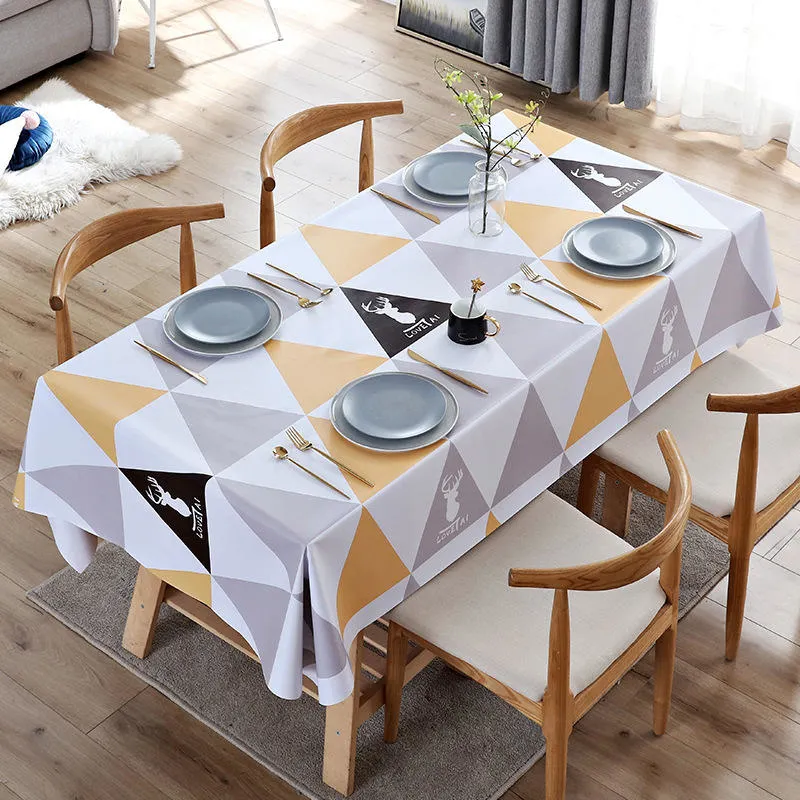 Cartoon PVC Table Cloth Roll Tablecloth Waterproof Block Print Table Cloth for Home Party Hotel