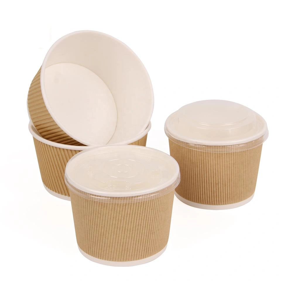 500ml 16oz Eco-Friendly Kraft Salad Box Bowl Fast Food Paper Lunch Bowl Customized Printing