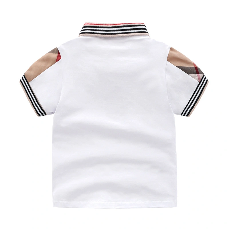 Toddler Children T Shirt Wholesale/Supplier Kids White Cotton Summer Polo Shirts Short Sleeve