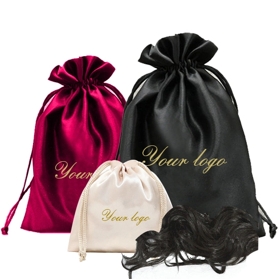 Wholesale/Supplier Satin Bag Cotton Non-Woven Custom Logo Large for Hair Cover Handbags Shoes Velvet Packaging Pouch Silk Satin Drawstring Dust Bag