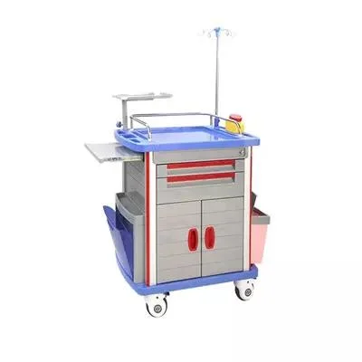 Hospital Procedure Portable Drugs ABS Plastic ICU CPR Medical Crash Cart Medical Emergency Trolley