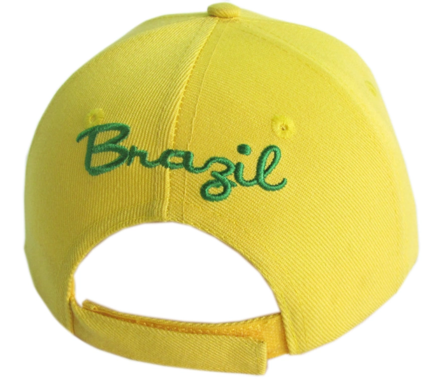 6 Panel Custom Football Club Wave Embroidery Polyester Yellow Cheap Sports Hat