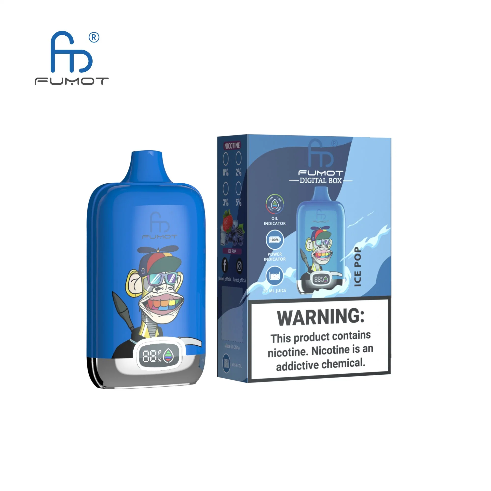 Fumot Digital Box 12K Puffs aceite indicador de alimentación VAPE desechable Indicador