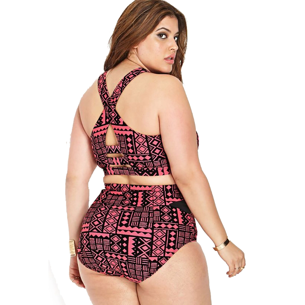 New Arrival Printed Fat Ladies Swimsuit Plus Size 2023 Halter Swimwear