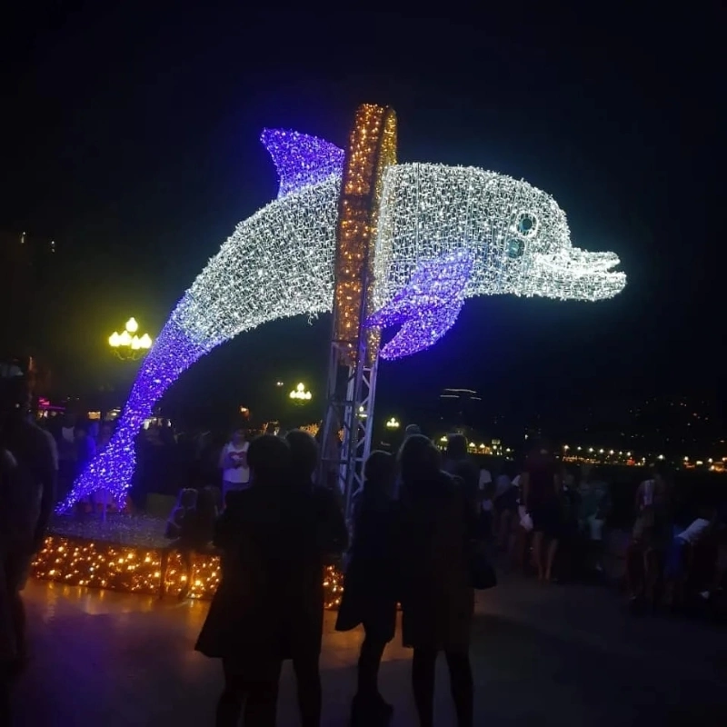 Motif LED Whales Lights Christmas Dolphins Holiday Decorations Waterproof Outdoor Street Mall Landscaping