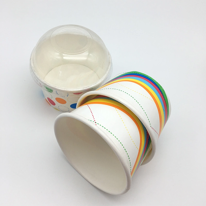 Ice Cream Yogurt Cup with Logo Printed, Disposable Paper Ice Cream Cup with Lid