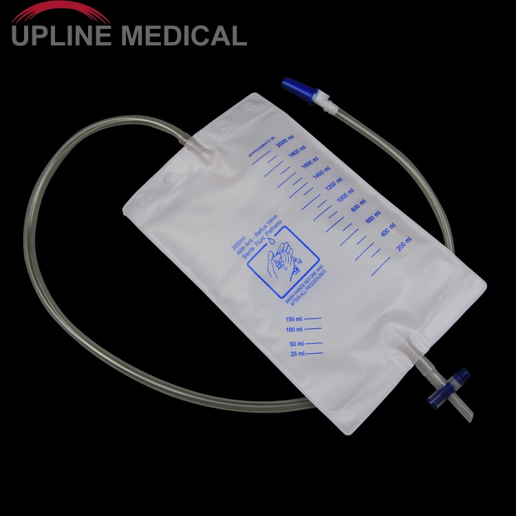 Desechables médicos suspensivo bolsa de drenaje de orina con machos de catéter externo para diálisis