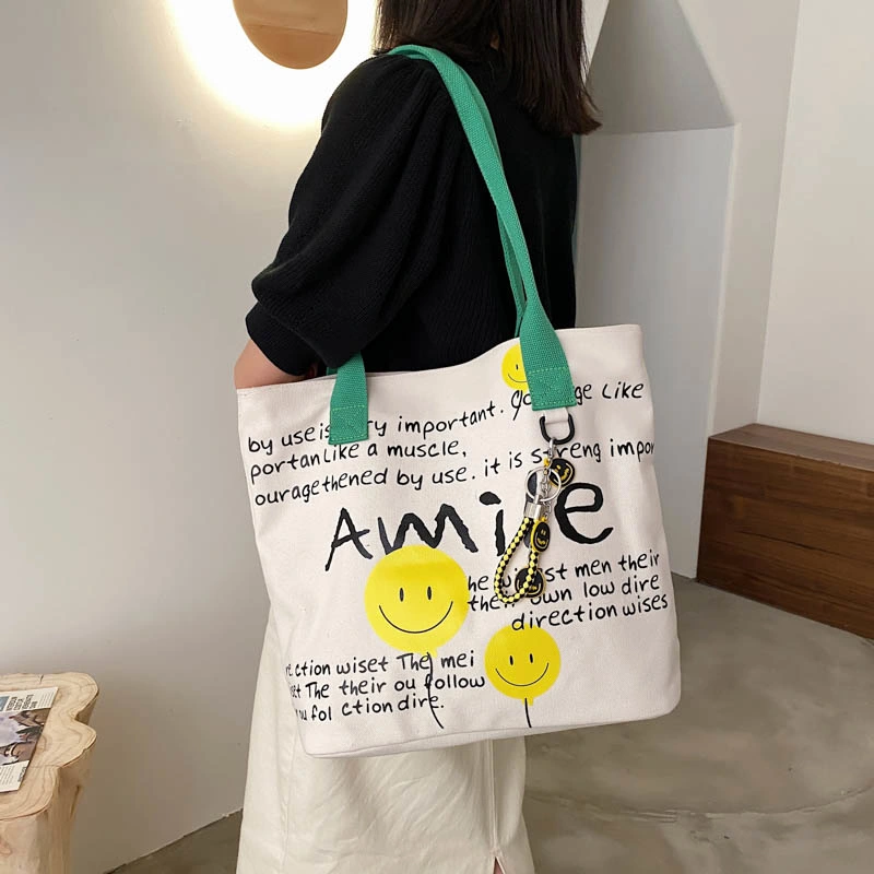 Diseño de Moda reutilizables lienzo personalizado extra de las Mujeres de Color de contraste de la bolsa de compras Tote Bags