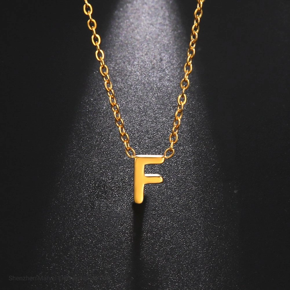 Minimalist Initial a-Z Letter Necklace Alphabet Stainless Steel Choker Chain