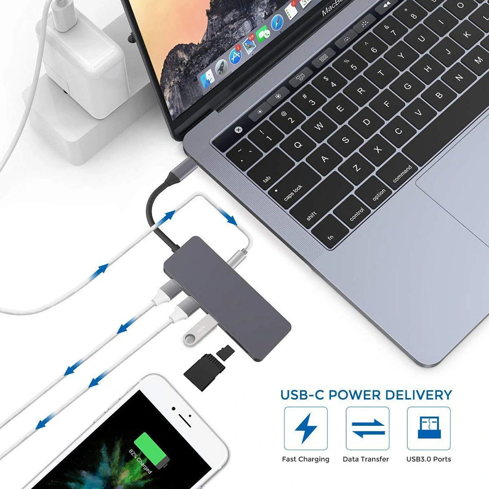 7 in 1 USB C Adapter with HDMI, Multi Function Hub