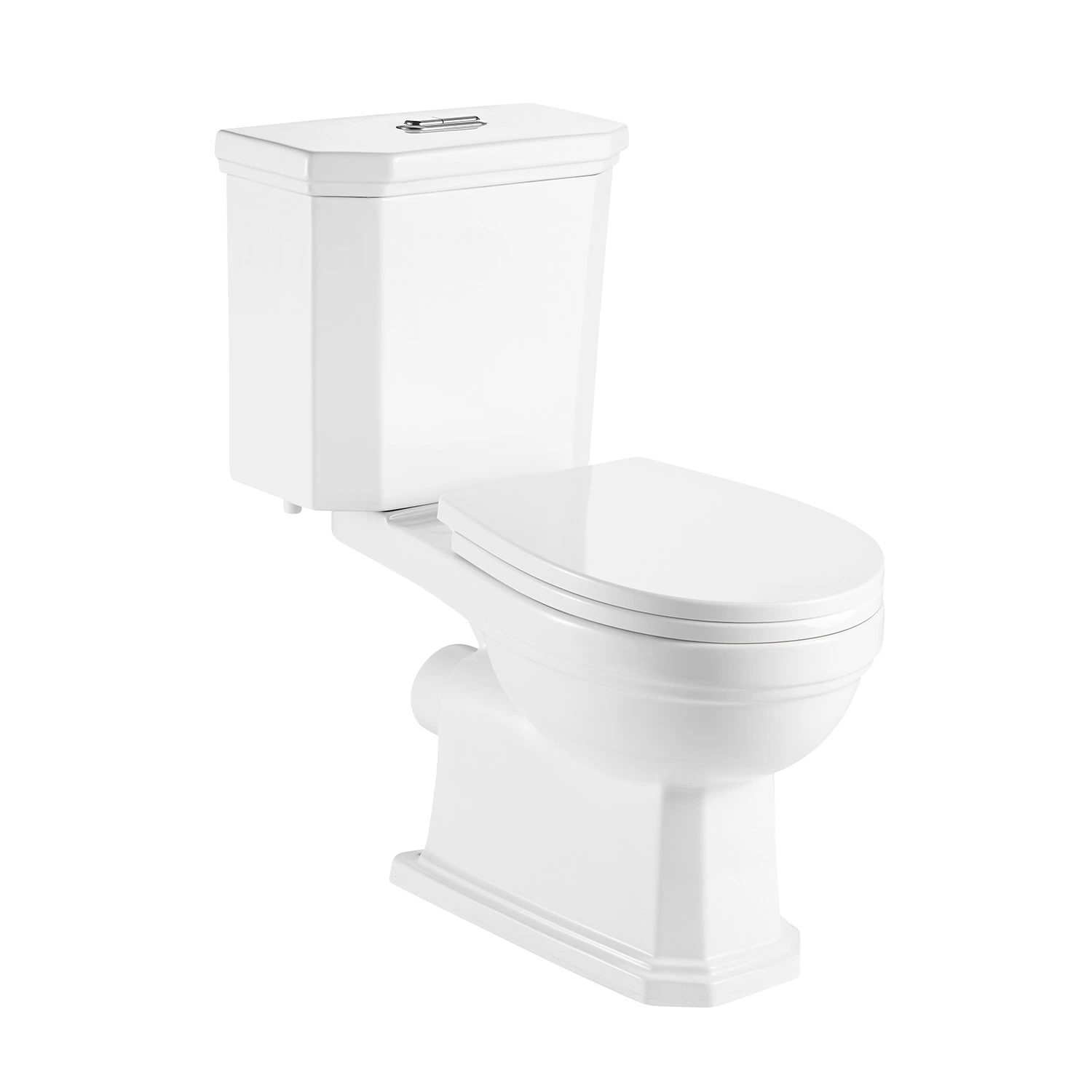 Bathroom Close Coupled Toilet Retro Design Washdown Toilet Ceramic Back-to-Wall Toilet P-Trap 180 Dual-Flush Toile European Soft-Close Two-Piece Toilet