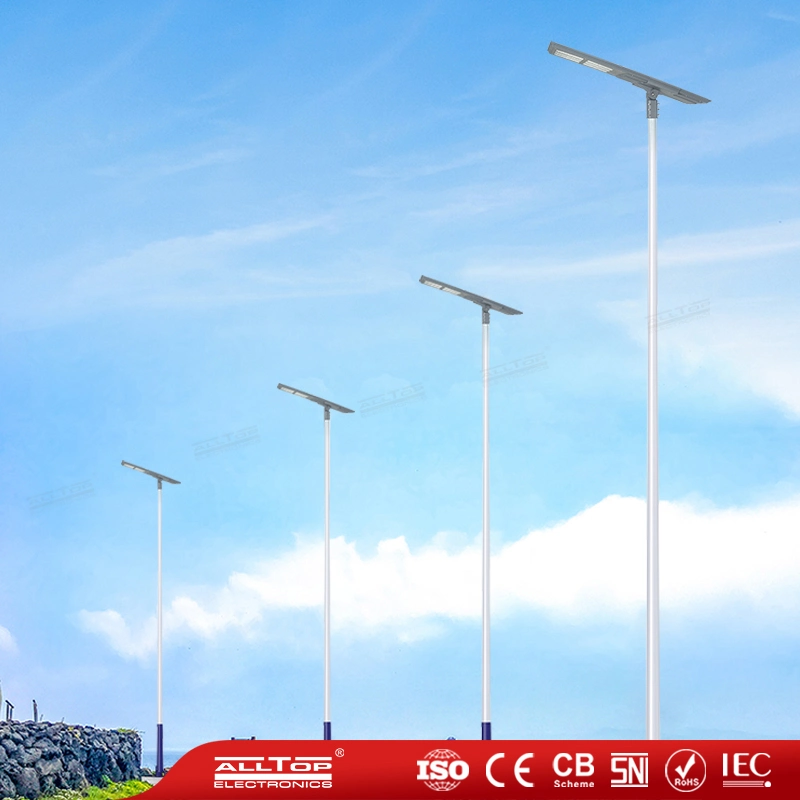 Alltop Streetlight de Poupança de Energia da Bateria de Lítio Lightwaterproof Lâmpada Super Brightdie-Cast IP65 Luzes solares de alumínio Piscina todos em uma rua Solar Luz de LED