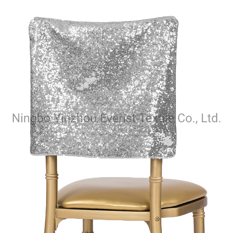 Glitz Sequin Chiavari Chair Cover Chair Cap for Wedding and Banquet-Silver