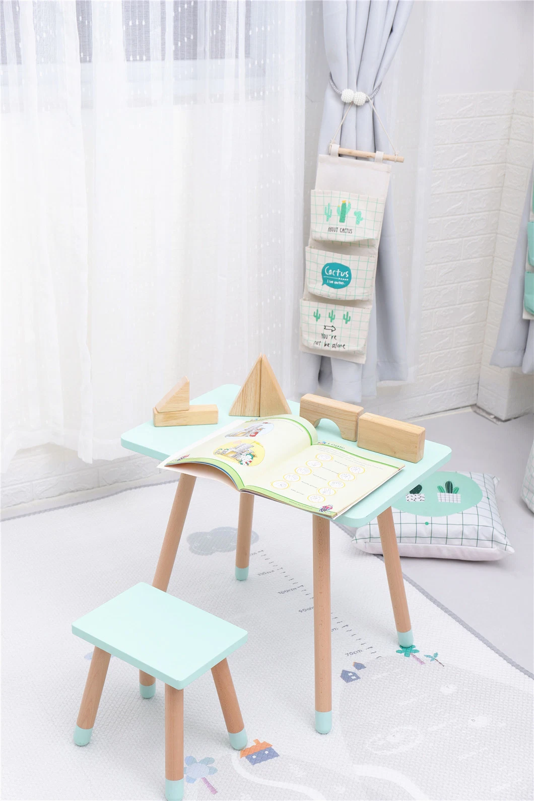 High quality/High cost performance  Wooden Kids Reading Square Table and Chair Set Preschool Furniture