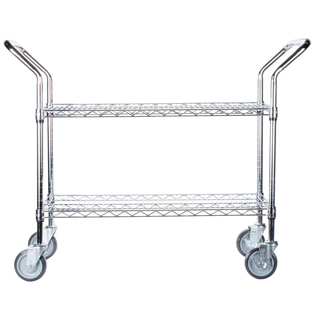 Verchromt Küche Food Service Rolling Utility Cart-2 Schichten