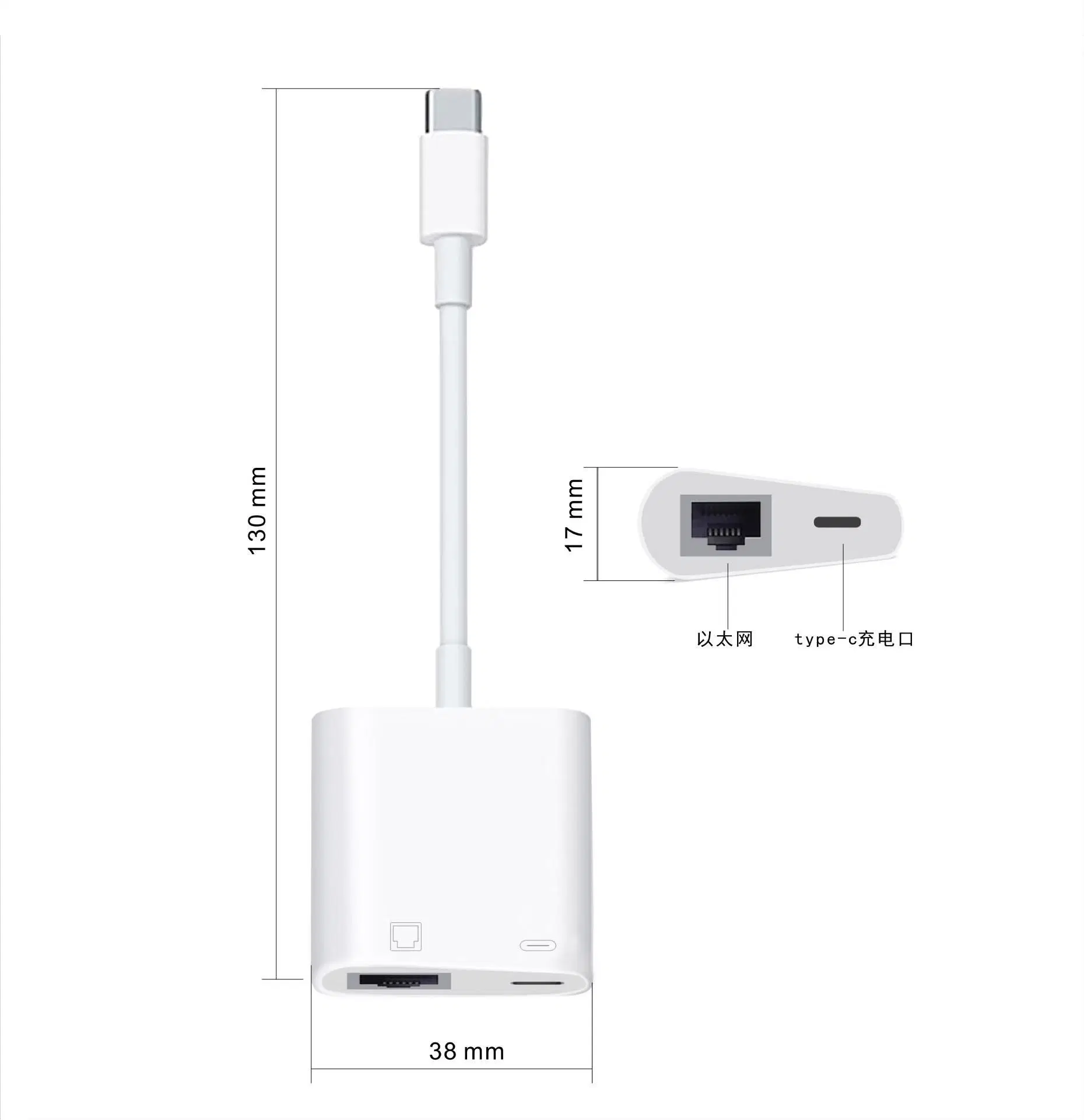 Type-C to RJ45 Network Port Pd60W Ethernet Converter USB-C Hub