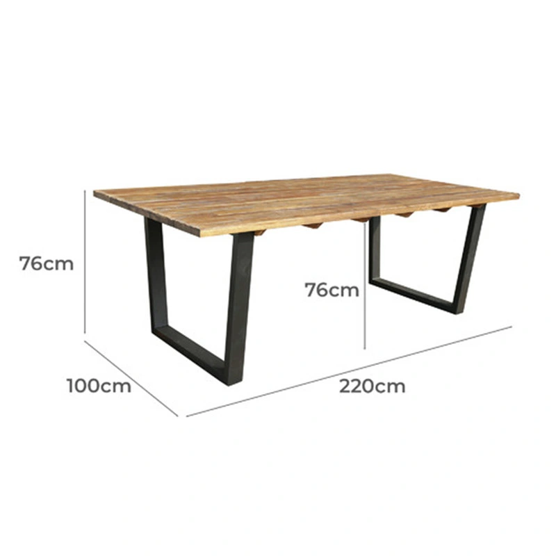 Manufacturer New Design Wooden Outdoor Dining Table with Metal Legs