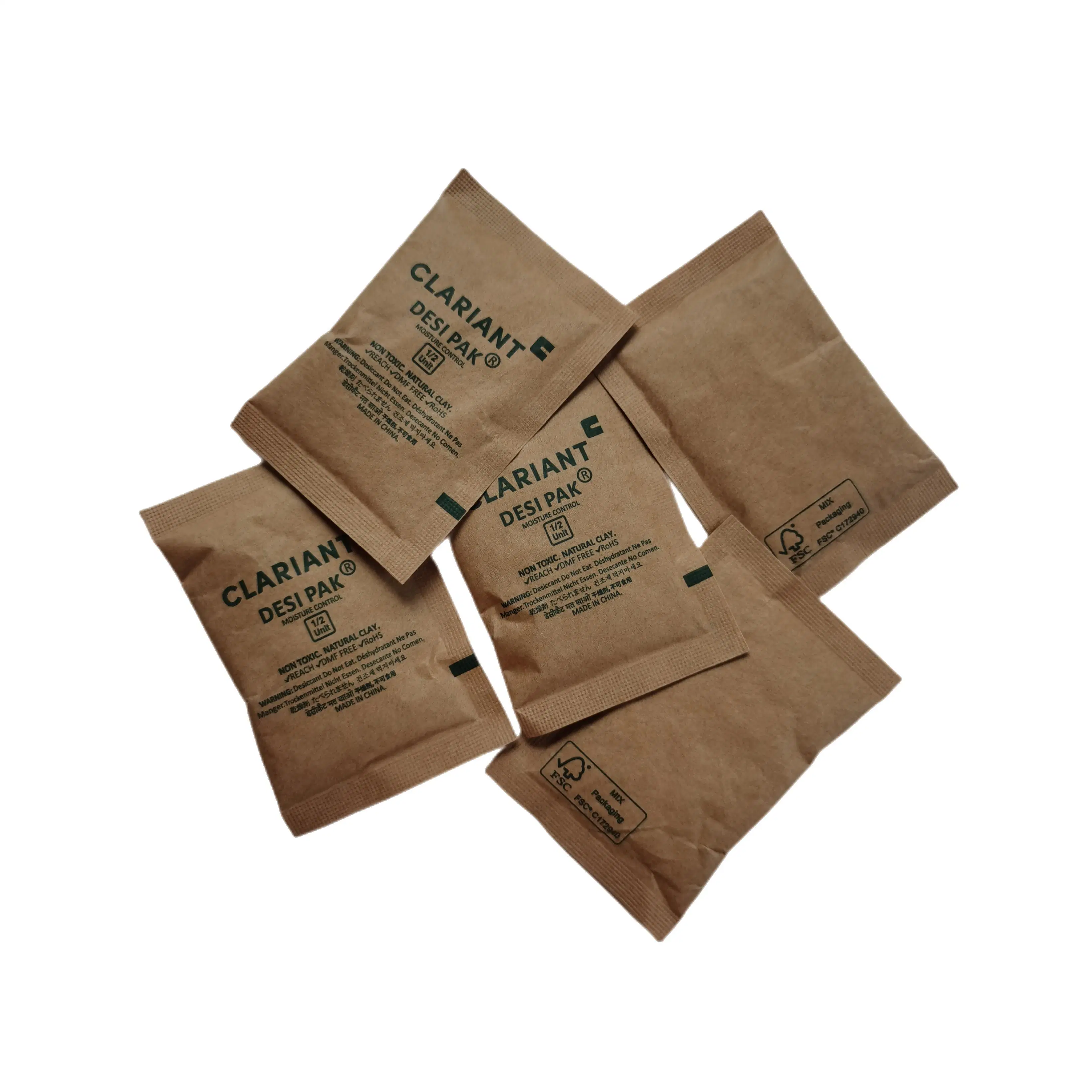 17g Desi Pak Degradable Kraft Paper Bagged Bentonite Clay Desiccant (1/2U) for Mould Prevention