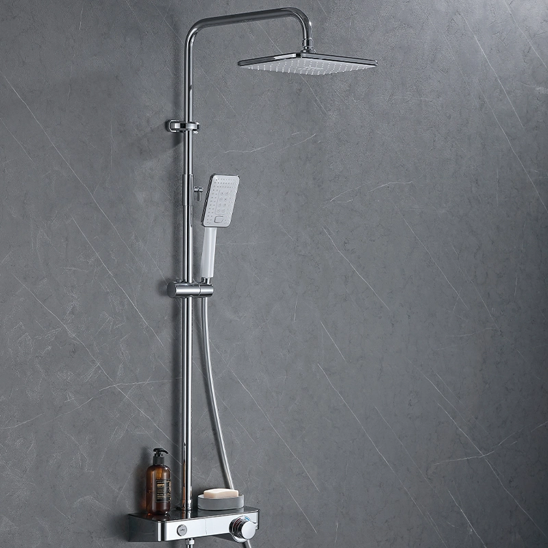 European Style Chrome Bathroom Dual Function Rainfull Wall Mounted Mixer Set Thermostatic Shower