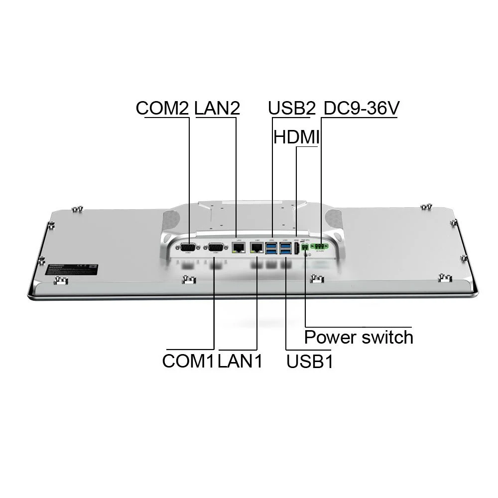 PC 21,5 industrial integrado de IP65 pulgadas resistente al agua resistente al polvo táctil Pantalla Intel Celeron3865u Equipo de panel HMI sin ventilador todo en uno Fabricantes de equipos