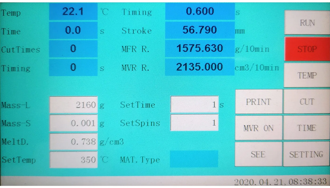 Las pruebas de materia prima de la máscara de la máquina con Mfr +Mvr