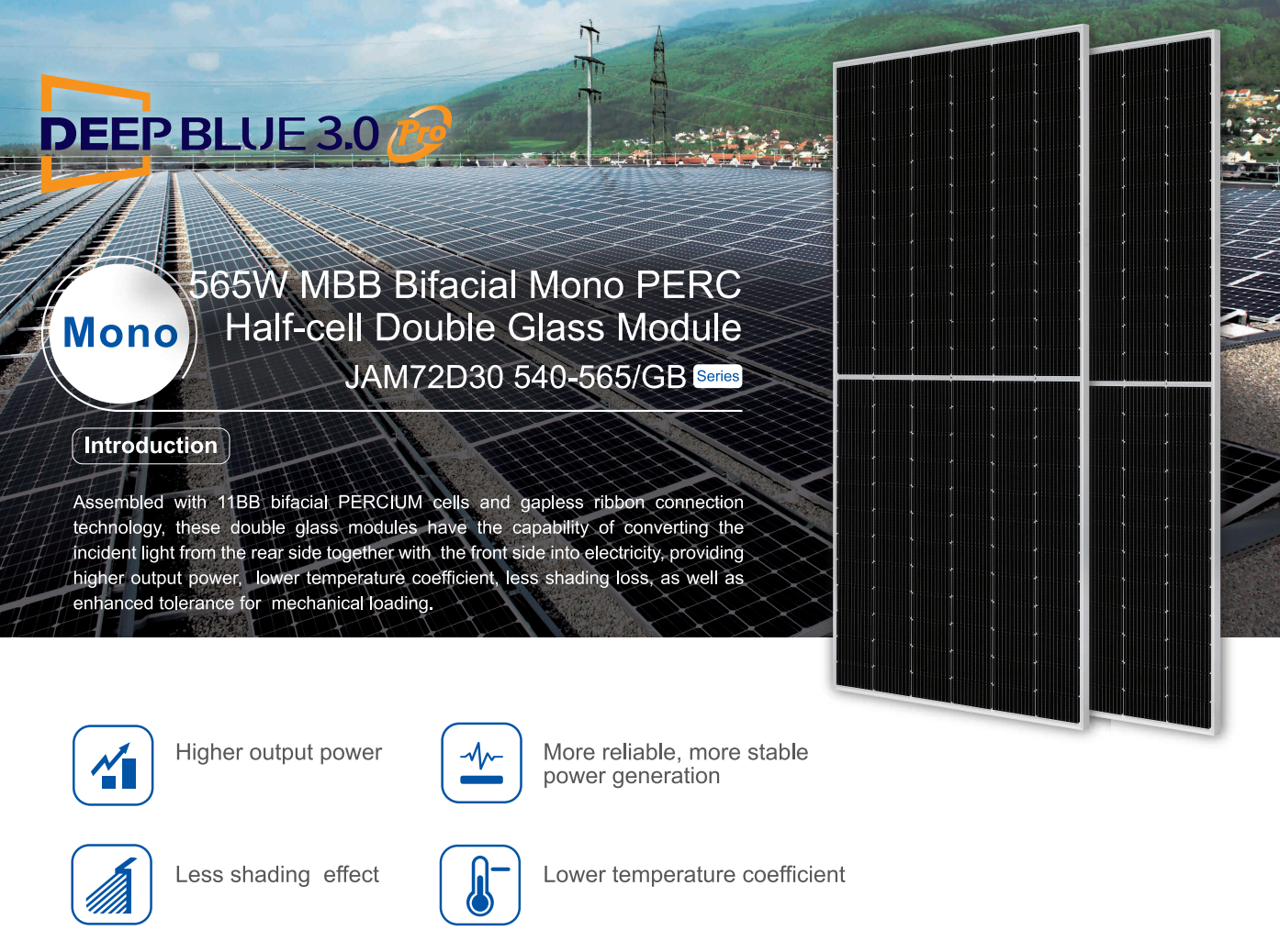 565W Ja Deep Blue 3.0 Barato preço Painel Solar Fotovoltaica Module