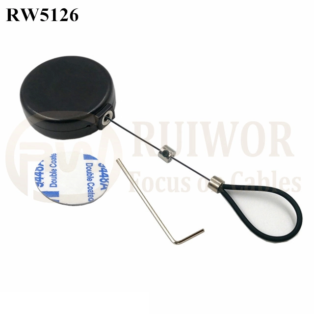 RW5126 Round Mini Anti Lost Recoiler Plus Adjustable Stainless Steel Wire Loop Coated Silicone Hose