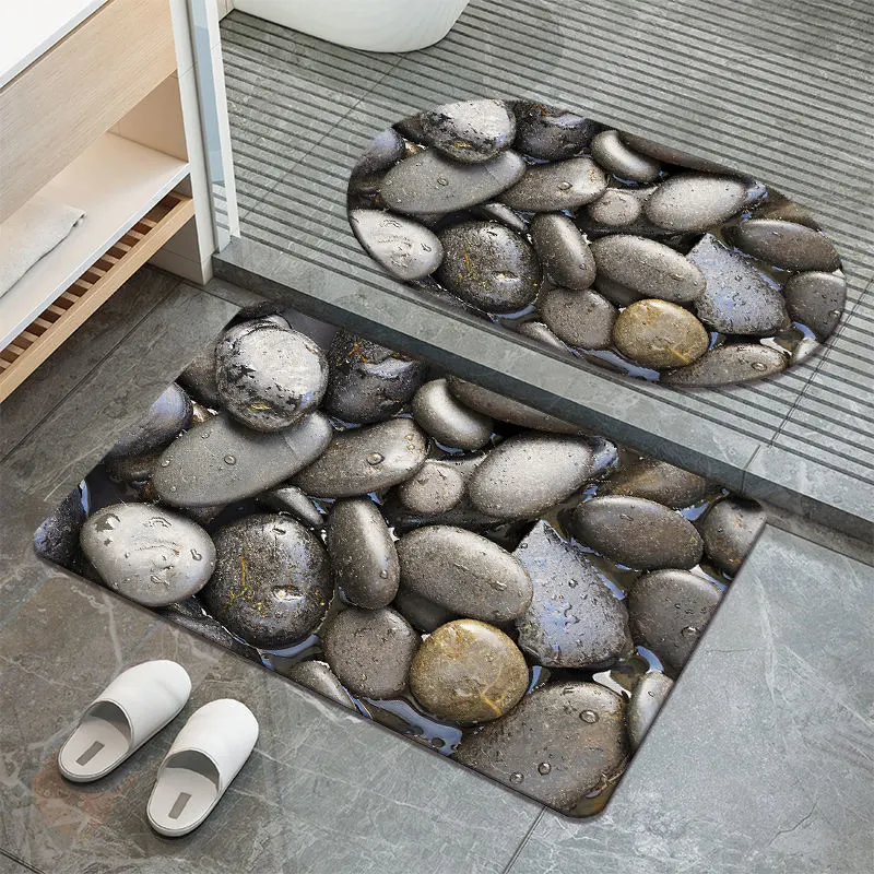 Non-Slip Water Absorbent Rubber Diatom Bathroom Floor Diatomite Stone Bathmats