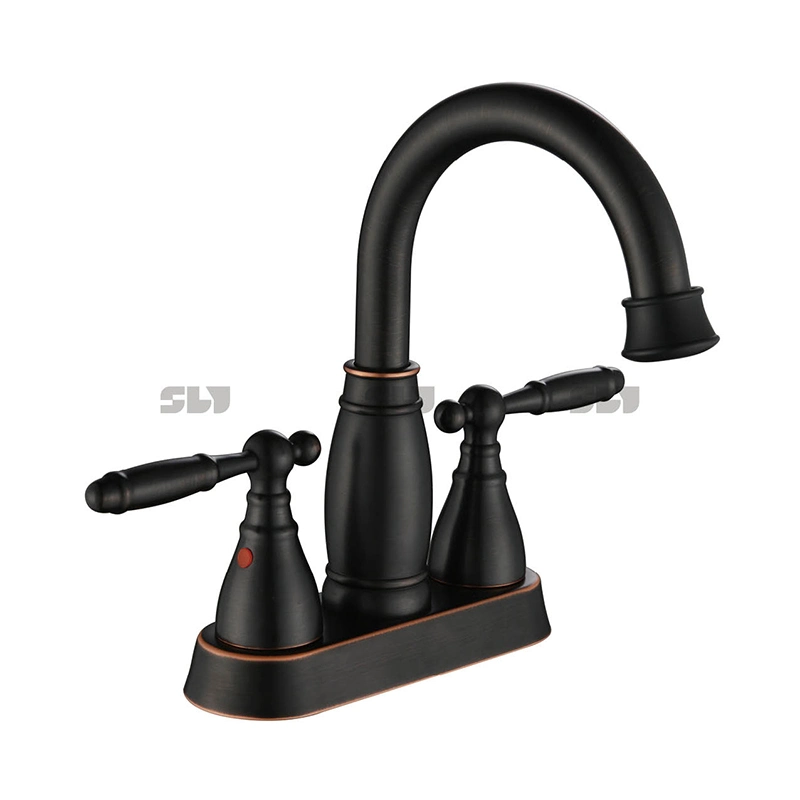 Orb Brushed Sink Hot and Cold Mixer Dual Handle Rotation 304 Stainless Steel Panel Water Taps 3 Three Hole Basin Faucet