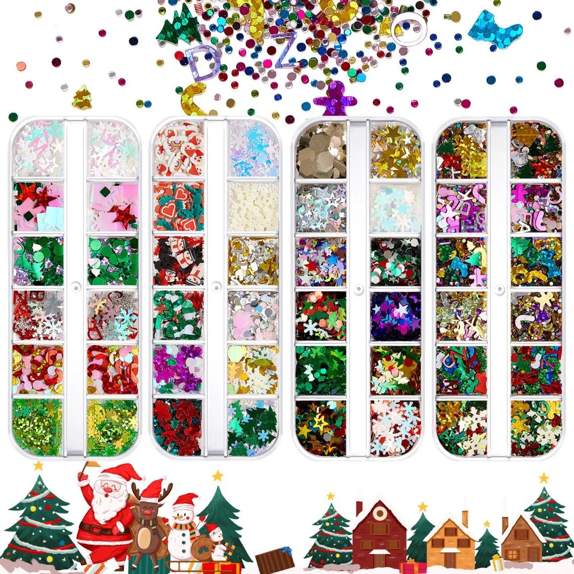 Christmas Nail Accessories Mix Sequins Glitter Powder Winter Fashion Paper Confettinail